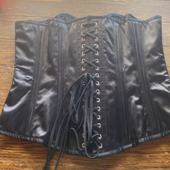 Black Size 38 Steel Boning Long Corset - Picture 3 of 5